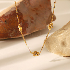 Flower 304 Stainless Steel Rhinestone Link Necklaces for Women&nbsp;VZ7462-2