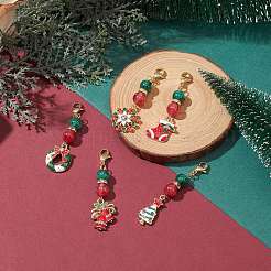 Christmas Theme Alloy Enamel Pendant Decorations&nbsp;HJEW-JM01136