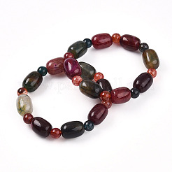 Natural Agate Bead Stretch Bracelets&nbsp;G-P570-01F