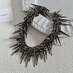 Alloy Spiked Cone Tassel Curb Chain Necklaces&nbsp;FS-WGC02C7-01