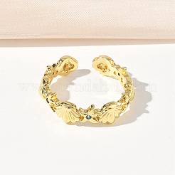 304 Stainless Steel Cubic Zirconia Cuff Open Rings for Women&nbsp;RJEW-Z122-02G-06