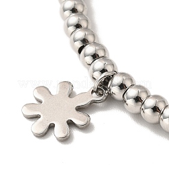 Tarnish Resistant 304 Stainless Steel Snowflake Charm Bracelet with 201 Stainless Steel Round Beads for Women&nbsp;BJEW-B057-19P