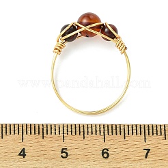 Natural Amber Beads Finger Rings&nbsp;RJEW-JR01039-01