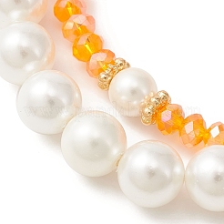 2Pcs 2 Style Easter Theme Glass & Shell Pearl Beaded Stretch Bracelets Set&nbsp;BJEW-TA00303-02