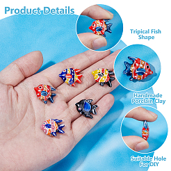 22Pcs 11 Colors Handmade Porcelain Beads&nbsp;PORC-HS0001-06