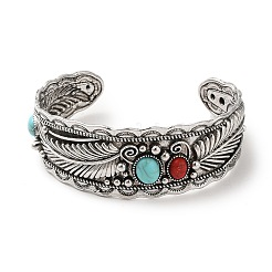 Tibetan Style Alloy Cuff Bangles&nbsp;BJEW-Q769-02AS