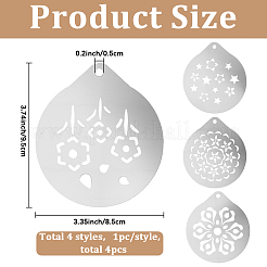 4Pcs 4 Styles 304 Stainless Steel Coffee Latte Mold&nbsp;AJEW-GF0012-40A