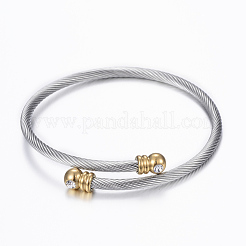 Trendy 304 Stainless Steel Torque Bangles & Rings Sets&nbsp;SJEW-H073-10A