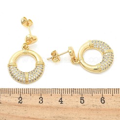 Rack Plating Brass Micro Pave Clear Cubic Zirconia Stud Earrings for Women&nbsp;EJEW-C125-21E-G