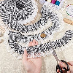 Tartan Polyester Pleated Lace Ribbon&nbsp;OCOR-WH0100-23