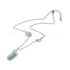 Bullet Faceted Natural Green Aventurine Pendant Necklace&nbsp;NJEW-JN03601-05