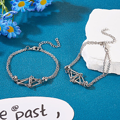 3Pcs Brass Macrame Pouch Empty Stone Holder for Link Bracelet Making&nbsp;BJEW-TA0001-12P