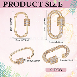 2Pcs 2 Styles Brass & Rhinestone & Cubic Zirconia Locking Carabiner&nbsp;KK-ME0004-97A