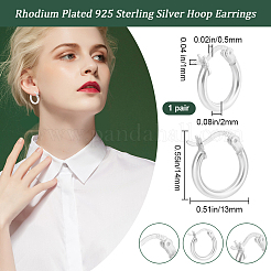 1Pair 925 Sterling Silver Hoop Earrings&nbsp;STER-BBC0007-73S