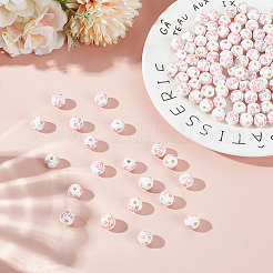 130Pcs Floral Printed Porcelain Beads&nbsp;PORC-ME0001-12