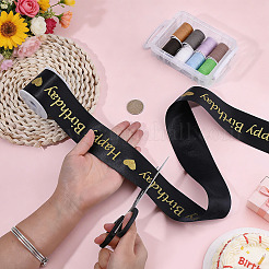 10Yards Polyester Happy Birthday Ribbon&nbsp;OCOR-FG0003-41B