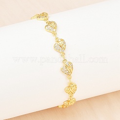 Brass Micro Pave Clear Cubic Zirconia Link Chain Bracelets for Women&nbsp;BJEW-A090-09E-G
