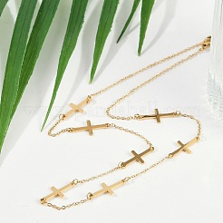 Ion Plating(IP) 304 Stainless Steel Cross Link Chain Necklaces for Women&nbsp;NJEW-P320-03G