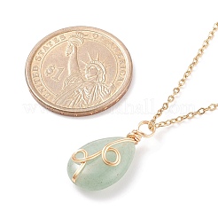 Natural Green Aventurine Teardrop Pendant Necklace&nbsp;NJEW-JN03900-02