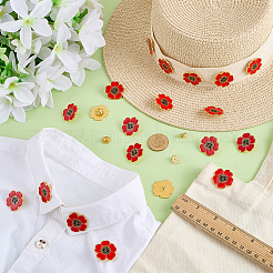 20Pcs Poppy Alloy Enamel Brooch&nbsp;JEWB-FG0001-67