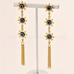 Exaggerated 201 Stainless Steel Evil Eye Tassel Stud Earrings&nbsp;JC1062