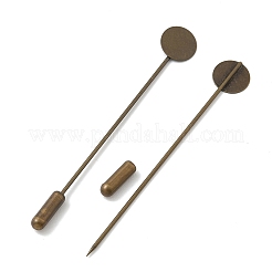 Brass Flat Stick Lapel Pins Round Base Settings Brooch Findings&nbsp;KK-H283-01AB-02