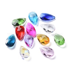 72Pcs 12 Colors Birthstone Charms Glass Pendants&nbsp;RGLA-ZZ0001-02-9x15mm