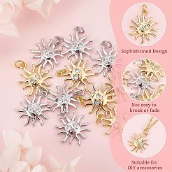 12Pcs 2 Colors Rack Plating Brass Micro Pave Clear Cubic Zirconia Pendants&nbsp;KK-FH0003-95