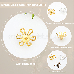 120Pcs 3 Colors Brass Bead Cap Pendant Bails&nbsp;KK-PH0004-86