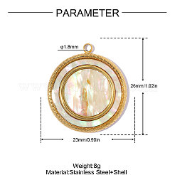 304 Stainless Steel & Natural Shell Pendants&nbsp;STAS-OY018-35G