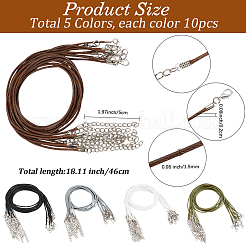 50Pcs 5 Colors 1.5MM Round Polyester Braided Cord Necklace Making&nbsp;MAK-CL0001-02