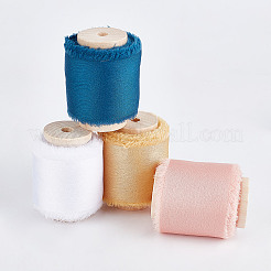 3 Rolls Polyester Satin Frayed Ribbon&nbsp;OCOR-DR0001-03C