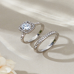 1 Set Zinc Alloy Glass Finger Rings Sets for Women&nbsp;RJEW-LP0001-25