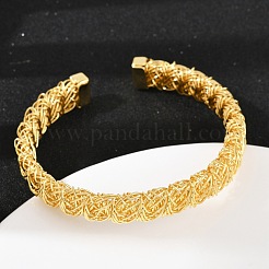 Brass Cuff Bangles for Women&nbsp;BJEW-C112-06G