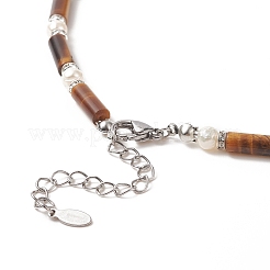 Natural Mixed Gemstone & Pearl & Crystal Rhinestone Beaded Necklace for Women&nbsp;NJEW-JN04209