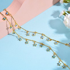 2Pcs 2 Colors Brass Bar Link Chain Anklets&nbsp;AJEW-SZ0001-28G