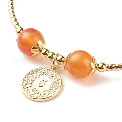 Brass Coin Charm Bracelet with Natural Red Aventurine&nbsp;BJEW-TA00116-04