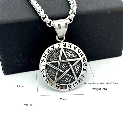 Retro 304 Stainless Steel Nordic Viking Star Pendant Necklaces for Men&nbsp;AA7658