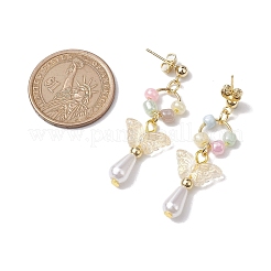 ABS Plastic Imitation Pearl & Glass Seed Earrings&nbsp;EJEW-JE05799