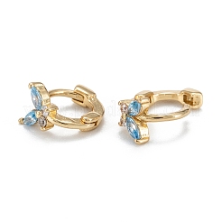 Butterfly Sparkling Cubic Zirconia Hoop Earrings for Girl Women&nbsp;EJEW-H126-26G-A