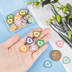32Pcs 8 Colors Rack Plating Light Gold Alloy Enamel Pendants&nbsp;ENAM-NB0001-86