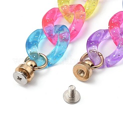 Transparent Glitter Powder Acrylic Curb Chain for DIY Keychains&nbsp;HJEW-JM00400-07
