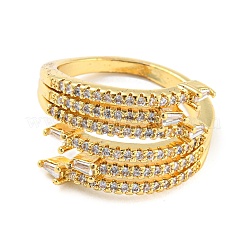 Rack Plating Brass Micro Pave Cubic Zirconia Open Cuff Ring for Women&nbsp;RJEW-F153-03G