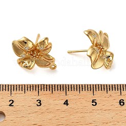 Brass Micro Pave Cubic Zirconia Stud Earring Findings&nbsp;KK-P285-05G