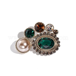Oval Alloy Colorful Rhinestone Brooches for Backpack Clothes&nbsp;PW-WGDD76F-01