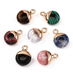 Natural & Synthetic Mixed Gemstones Flat Round/Donut Charms&nbsp;G-I347-M