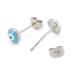 Brass Enamel Stud Earrings&nbsp;EJEW-D274-02M-01