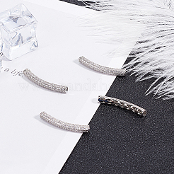 Brass Micro Pave Clear Cubic Zirconia Tube Beads&nbsp;ZIRC-UN0001-01P