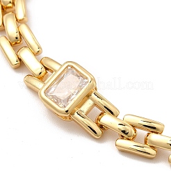 Glass Rectangle Link Chain Bracelet with Panther Chains&nbsp;BJEW-I309-01