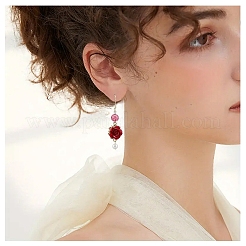 20Pcs 2 Colors Alloy & Plastic Rose Flower Connector Charms&nbsp;FIND-YW0008-32